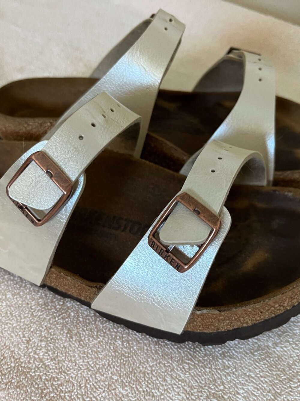 Birkenstock Sydney Sandals in Graceful Pearl White Birko-Flor Women's EU 38